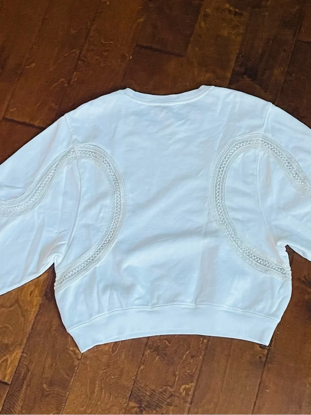 Free People White Embroidered Crewneck Sweatshirt